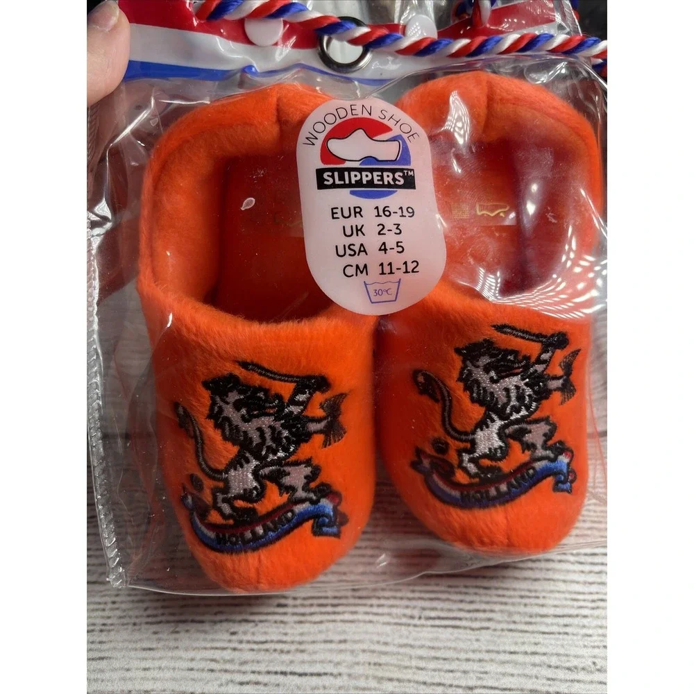 Plush‎ wooden shoe slippers from Holland Netherlands NEW fits Kids 4-5